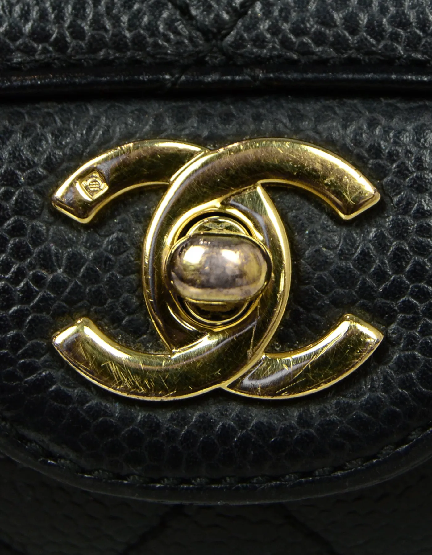 Chanel Black Caviar Quilted East/West Quilted Flap Bag