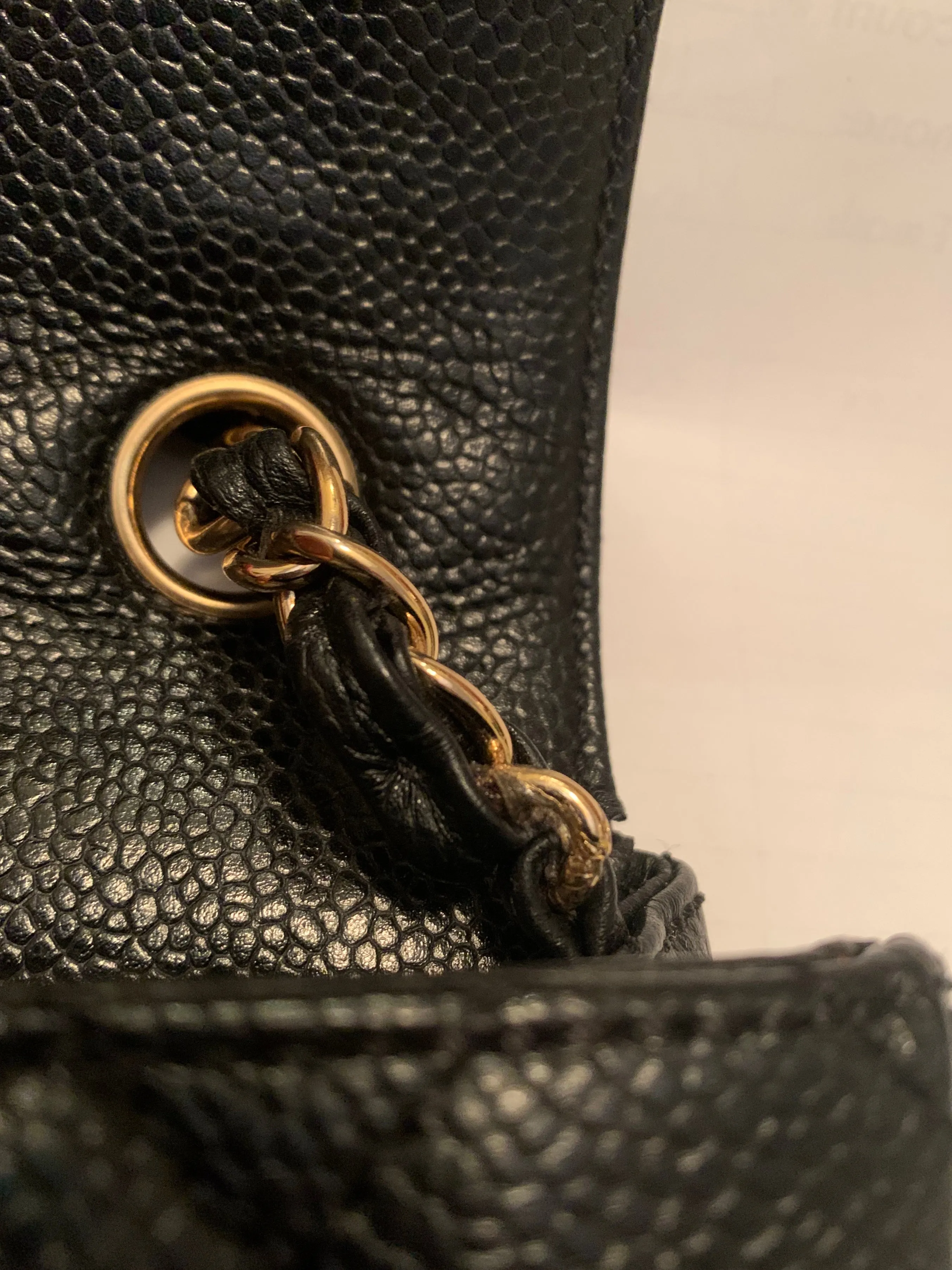 Chanel Black Caviar Quilted East/West Quilted Flap Bag