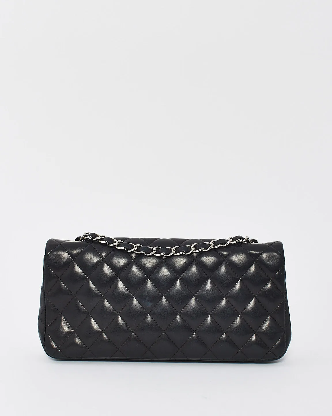 Chanel Black Lambskin Leather East West Shoulder Bag with SHW