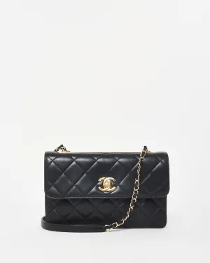 Chanel Black Lambskin Leather Trendy CC Flap Shoulder Bag