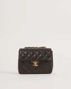 Chanel Black Lambskin Quilted 24K Gold Square Flap Bag