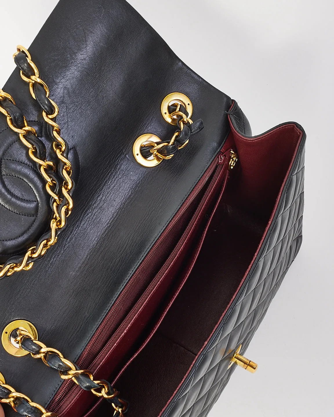 Chanel Black Leather Classic Jumbo XL Maxi Flap Bag with GHW