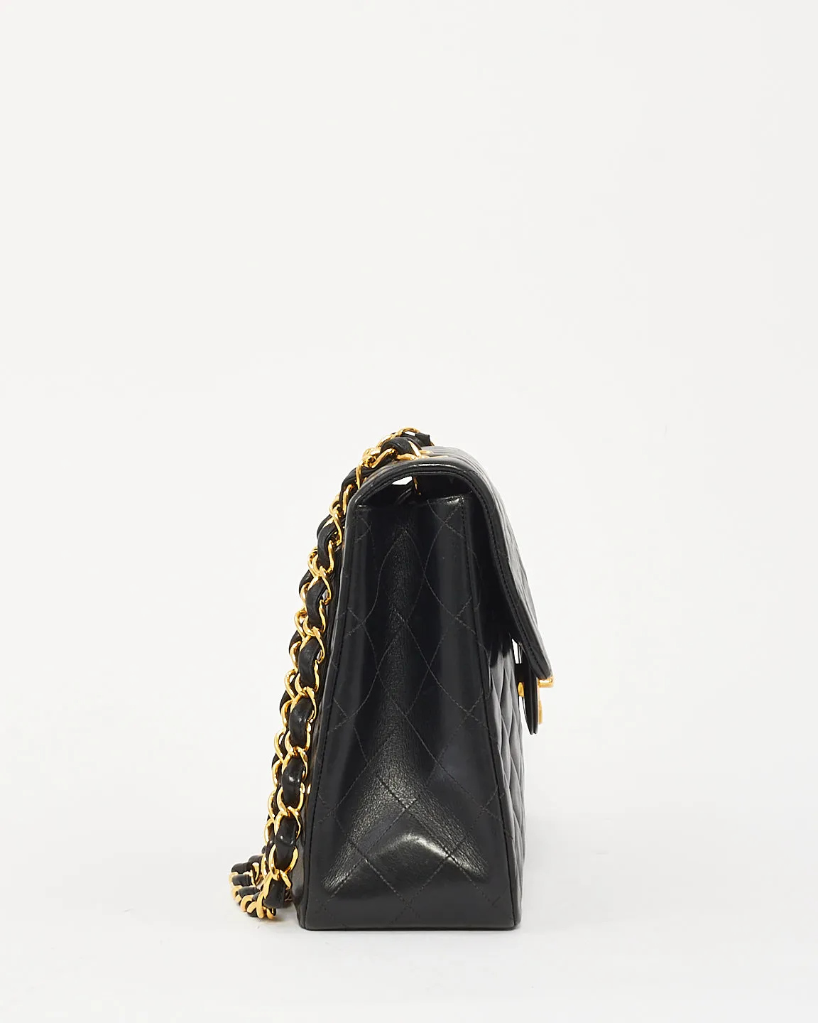 Chanel Black Leather Classic Jumbo XL Maxi Flap Bag with GHW