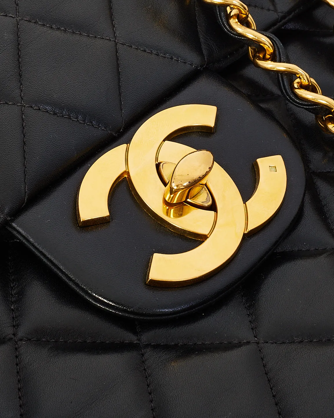 Chanel Black Leather Classic Jumbo XL Maxi Flap Bag with GHW