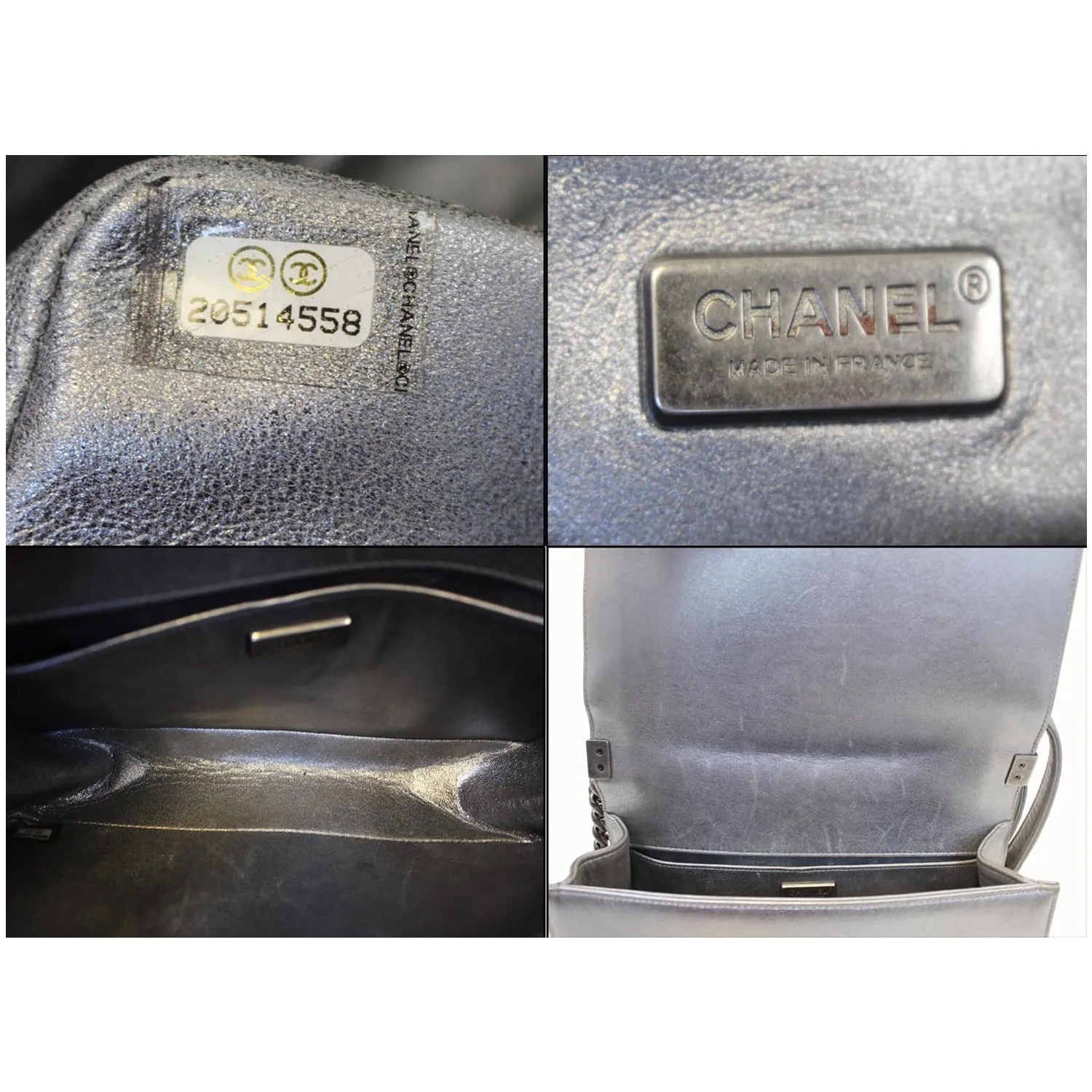 CHANEL Boy Medium Lambskin Leather Embroidered Shoulder Bag Silver - Last Call