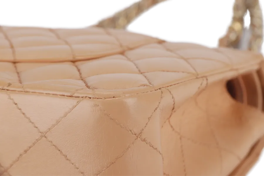 CHANEL CLASSIC FLAP SMALL (9589xxxx) PEACH COLOR LAMBSKIN GOLD HARDWARE