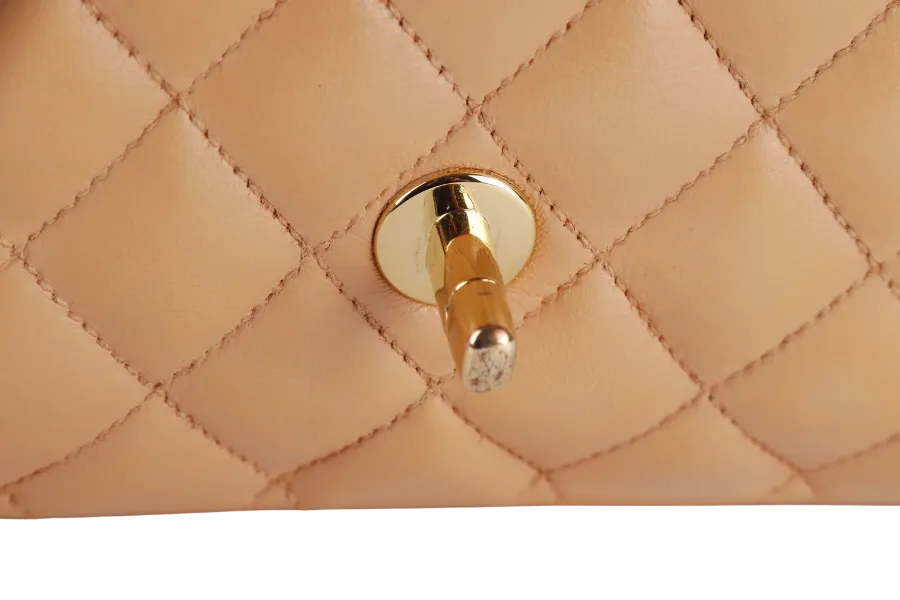 CHANEL CLASSIC FLAP SMALL (9589xxxx) PEACH COLOR LAMBSKIN GOLD HARDWARE