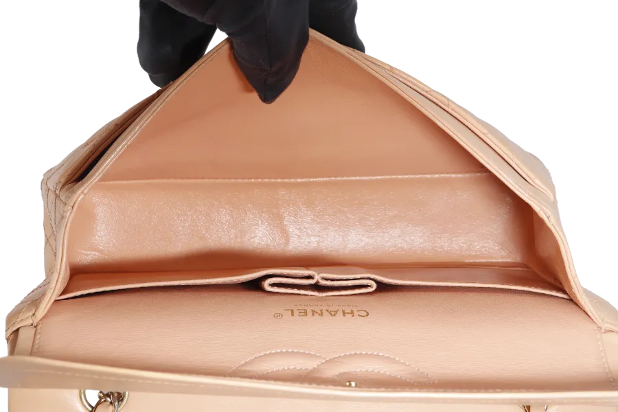 CHANEL CLASSIC FLAP SMALL (9589xxxx) PEACH COLOR LAMBSKIN GOLD HARDWARE