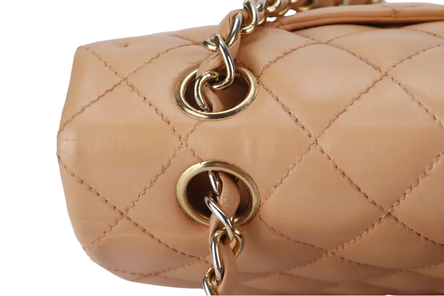 CHANEL CLASSIC FLAP SMALL (9589xxxx) PEACH COLOR LAMBSKIN GOLD HARDWARE