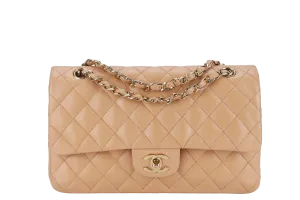 CHANEL CLASSIC FLAP SMALL (9589xxxx) PEACH COLOR LAMBSKIN GOLD HARDWARE
