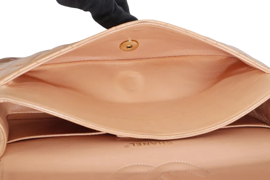 CHANEL CLASSIC FLAP SMALL (9589xxxx) PEACH COLOR LAMBSKIN GOLD HARDWARE