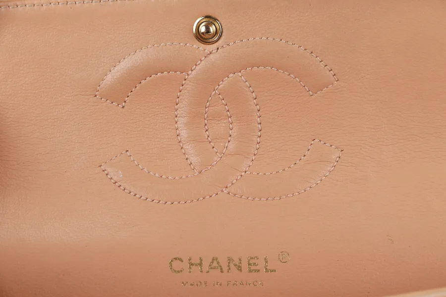 CHANEL CLASSIC FLAP SMALL (9589xxxx) PEACH COLOR LAMBSKIN GOLD HARDWARE