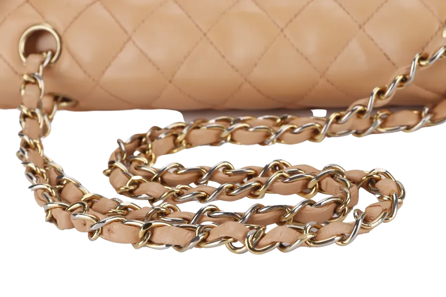 CHANEL CLASSIC FLAP SMALL (9589xxxx) PEACH COLOR LAMBSKIN GOLD HARDWARE