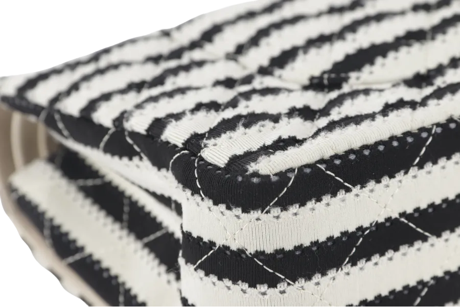 CHANEL COCO SAILOR STRIPE (1919xxxx) BLACK & WHITE JERSEY GOLD HARDWARE WITH CARD