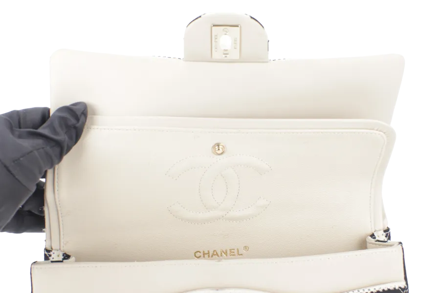 CHANEL COCO SAILOR STRIPE (1919xxxx) BLACK & WHITE JERSEY GOLD HARDWARE WITH CARD