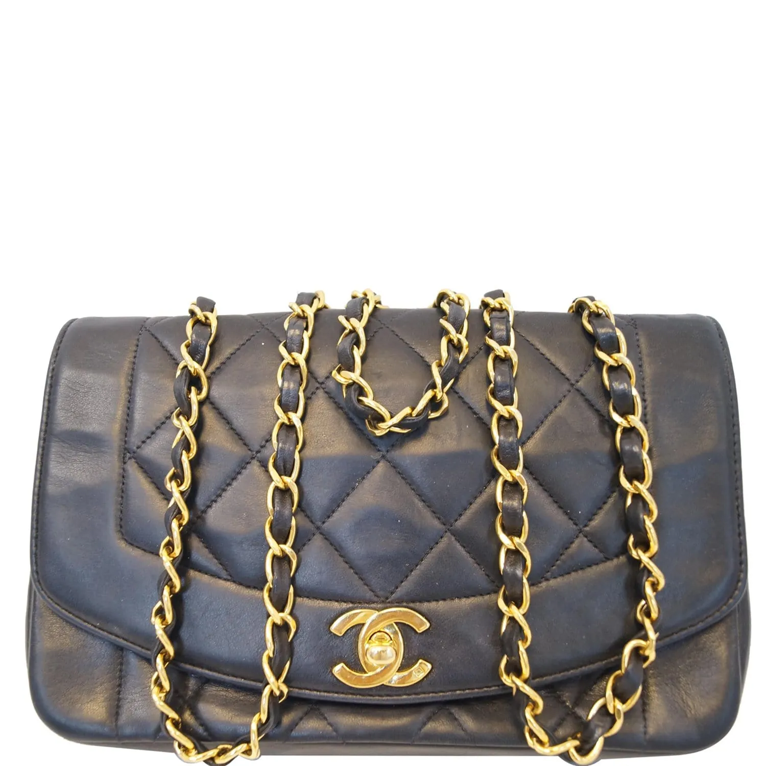 CHANEL Diana Flap Bag Quilted Lambskin Shoulder Bag Black