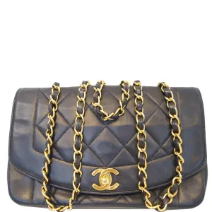 CHANEL Diana Flap Bag Quilted Lambskin Shoulder Bag Black