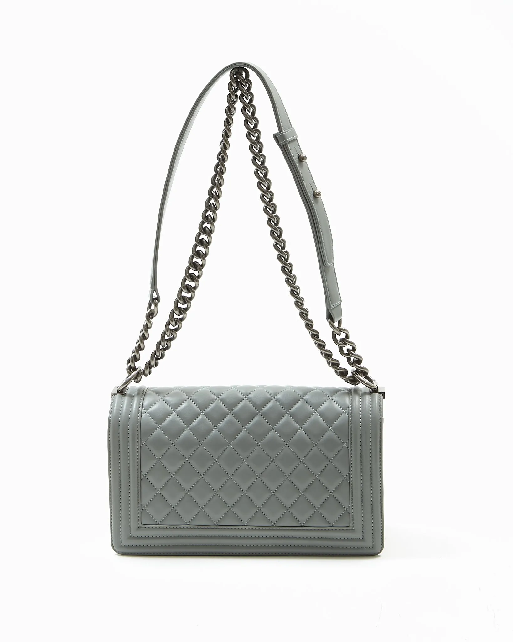 Chanel Grey Lambskin Medium Boy Shoulder Bag