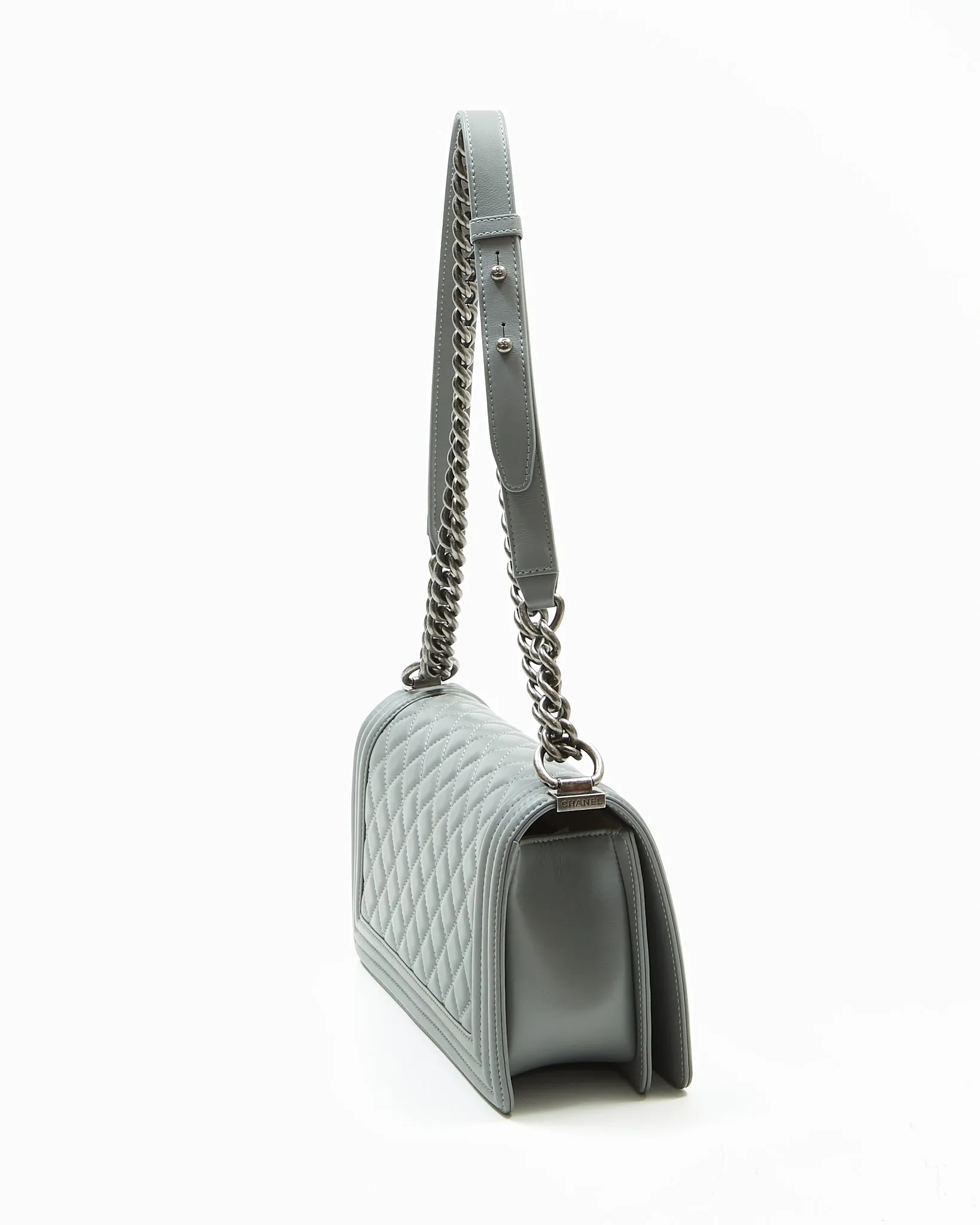 Chanel Grey Lambskin Medium Boy Shoulder Bag