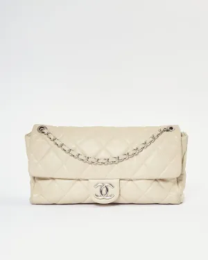 Chanel Light Taupe Puffer Leather Quilted XL Single Flap Bag