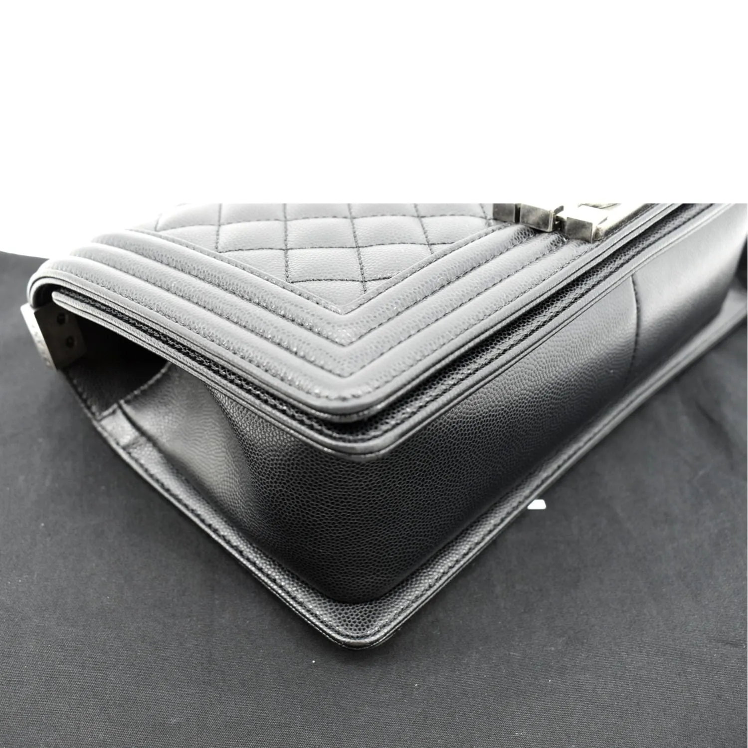 CHANEL Medium Boy Flap Caviar Leather Shoulder Bag Black