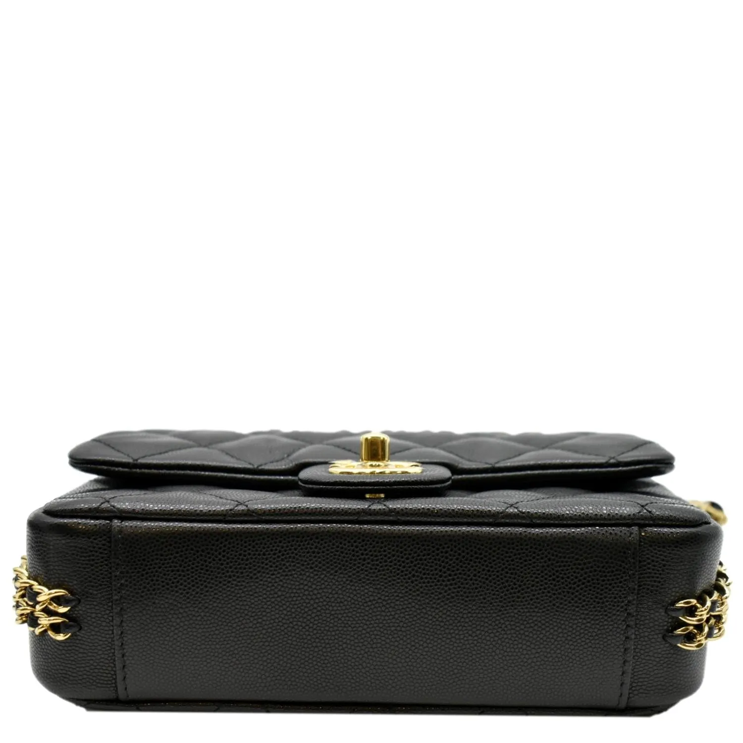 CHANEL Mini Flap Grained Calfskin Leather Shoulder Bag Black