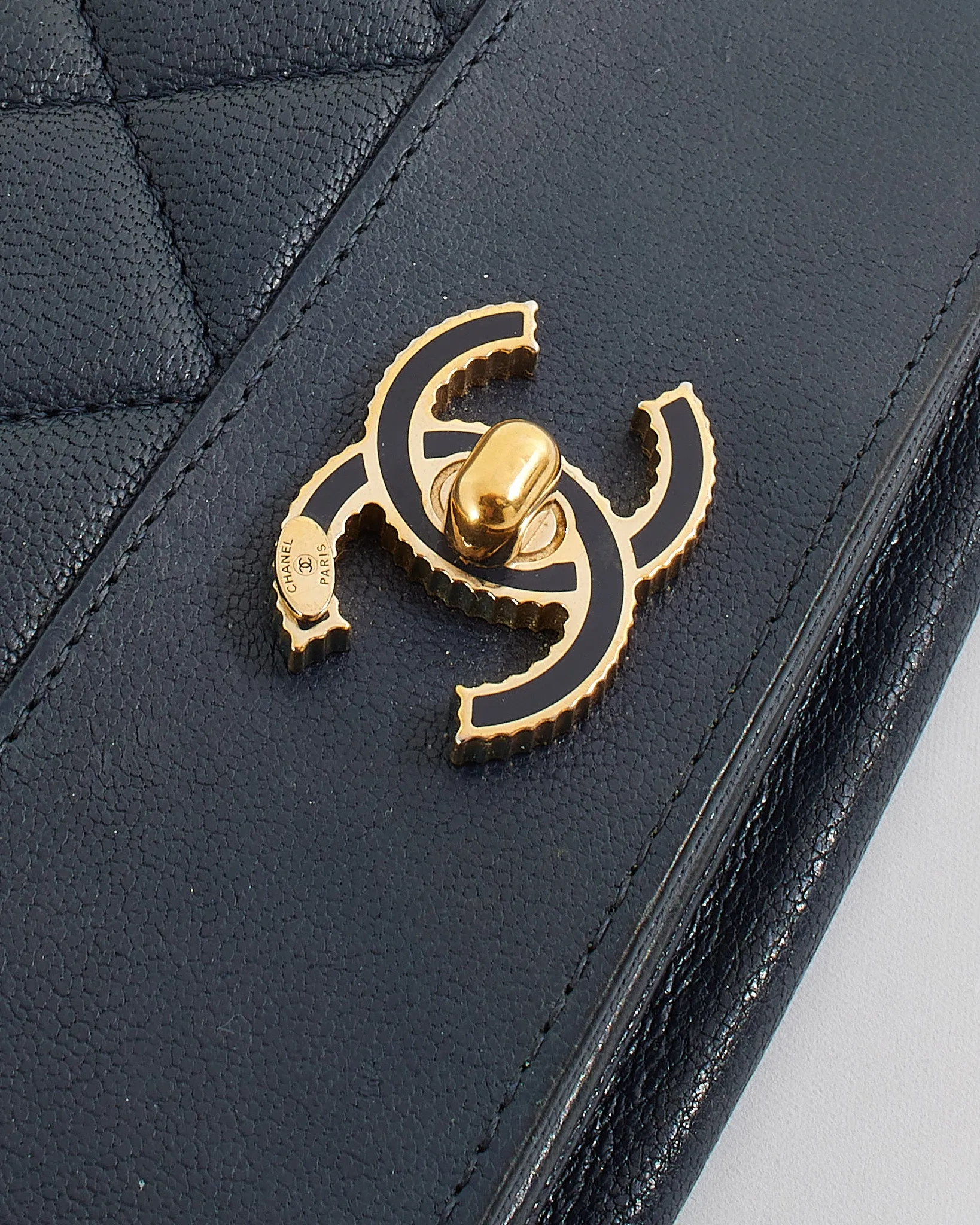 Chanel Navy Leather Mademoiselle Flap Wallet on Chain Bag