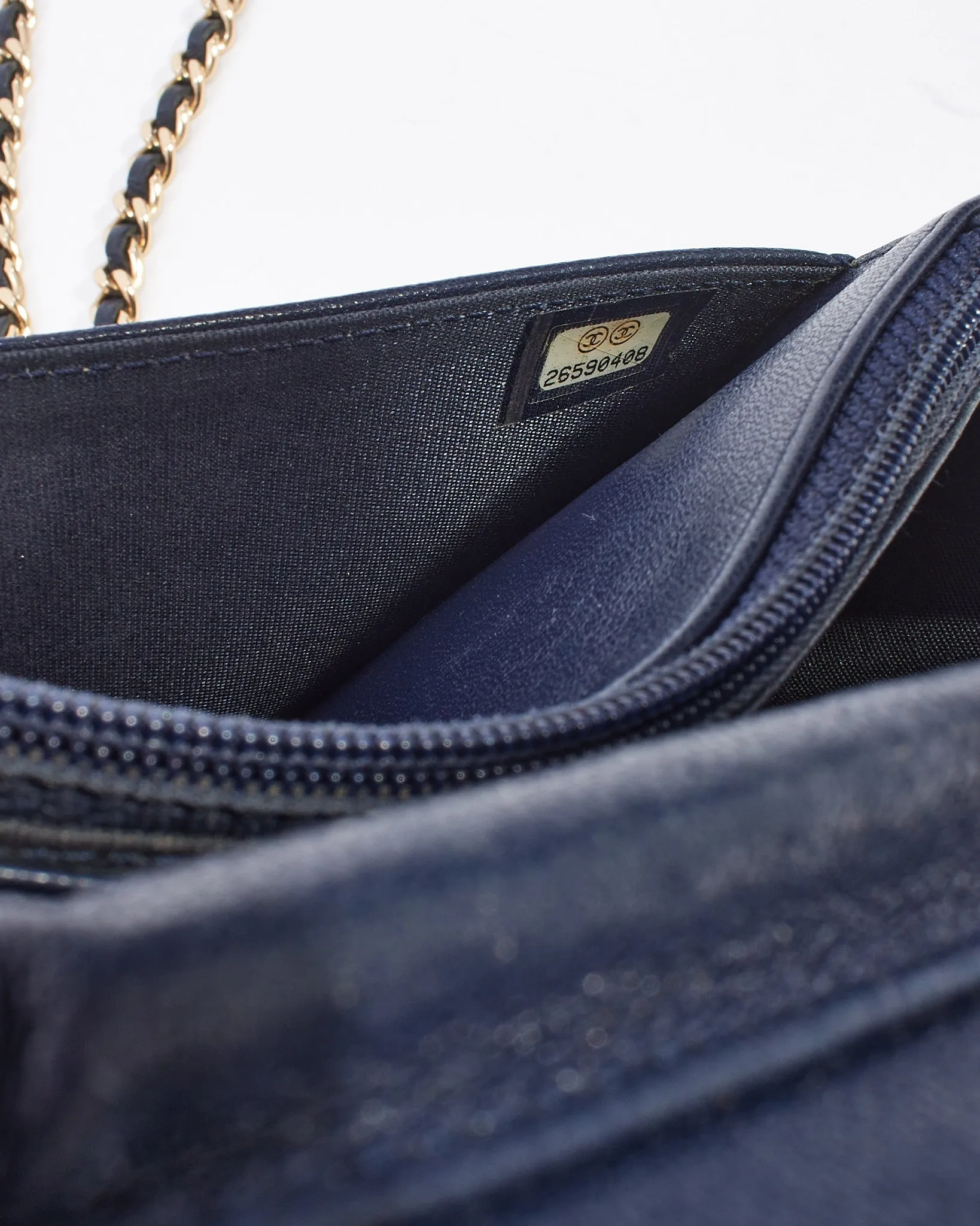 Chanel Navy Leather Mademoiselle Flap Wallet on Chain Bag