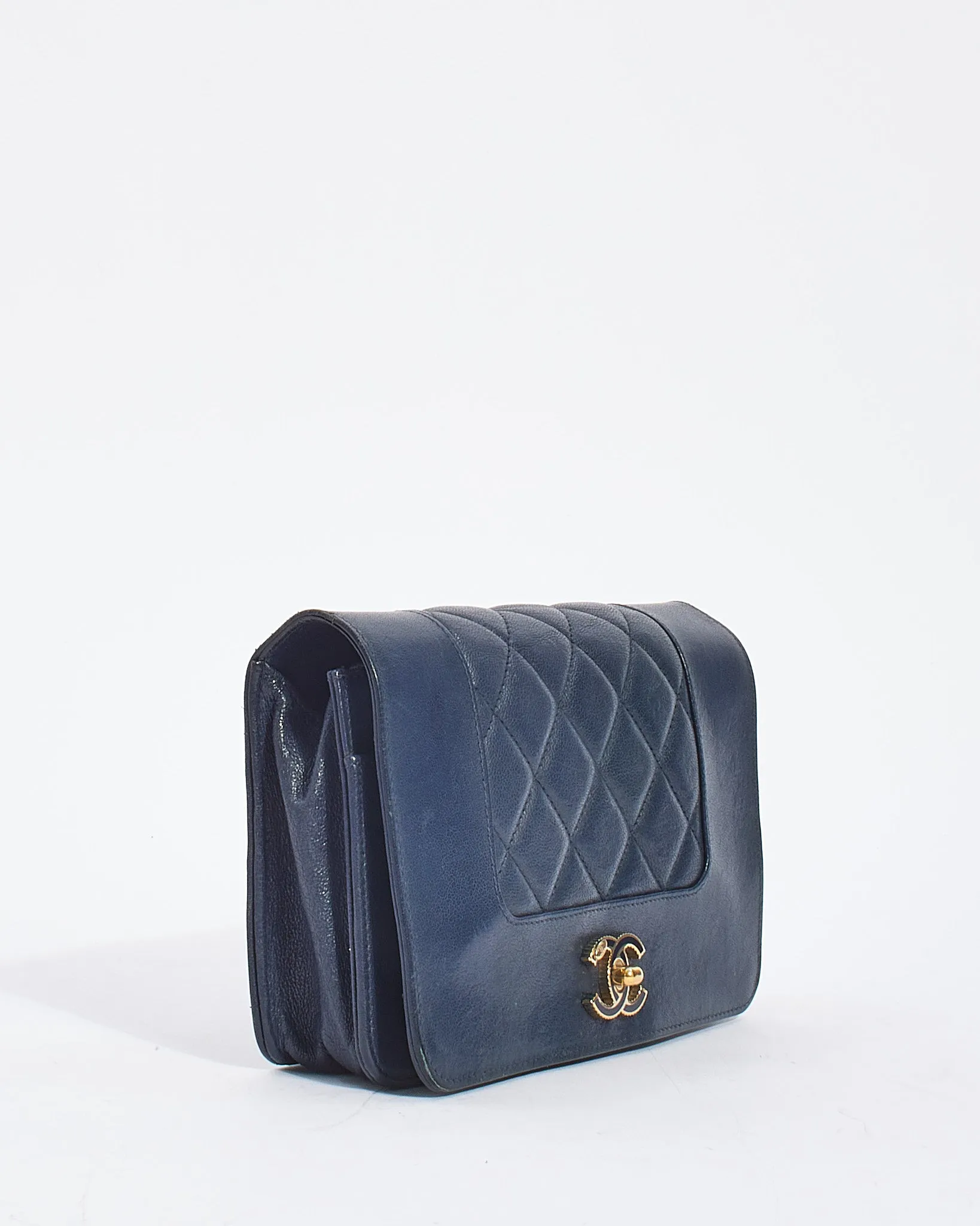 Chanel Navy Leather Mademoiselle Flap Wallet on Chain Bag