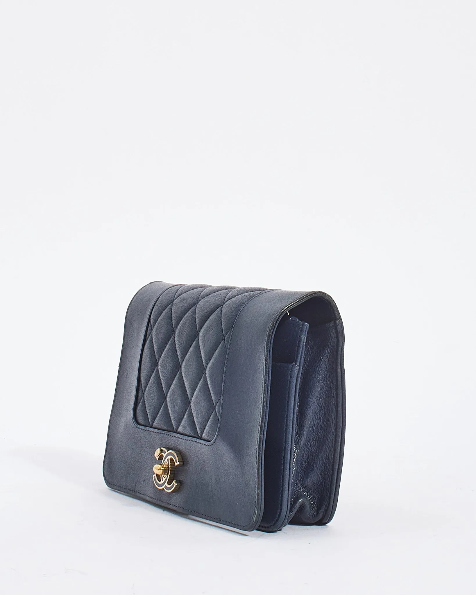 Chanel Navy Leather Mademoiselle Flap Wallet on Chain Bag
