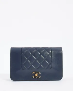 Chanel Navy Leather Mademoiselle Flap Wallet on Chain Bag