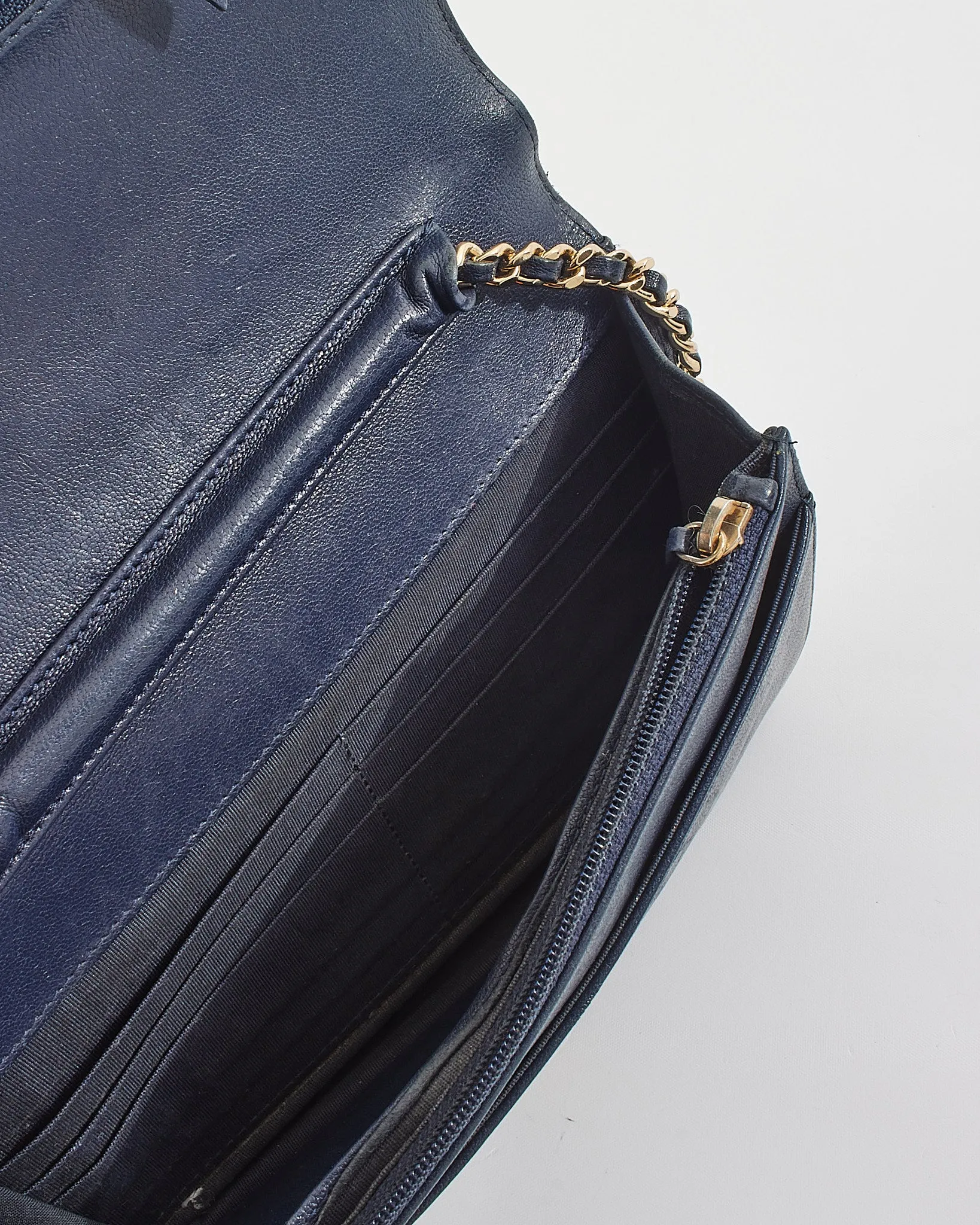 Chanel Navy Leather Mademoiselle Flap Wallet on Chain Bag