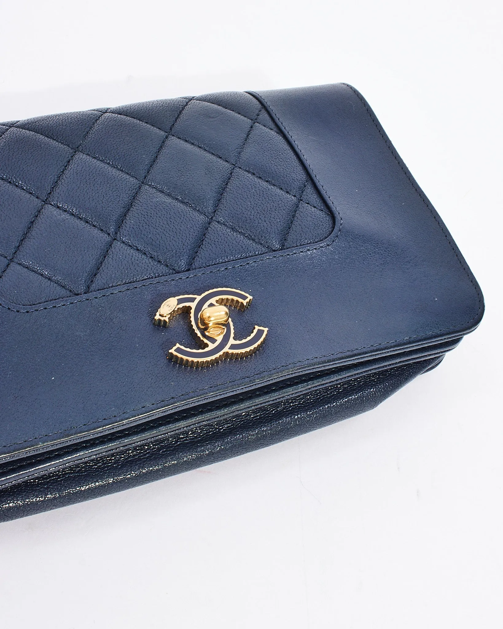 Chanel Navy Leather Mademoiselle Flap Wallet on Chain Bag
