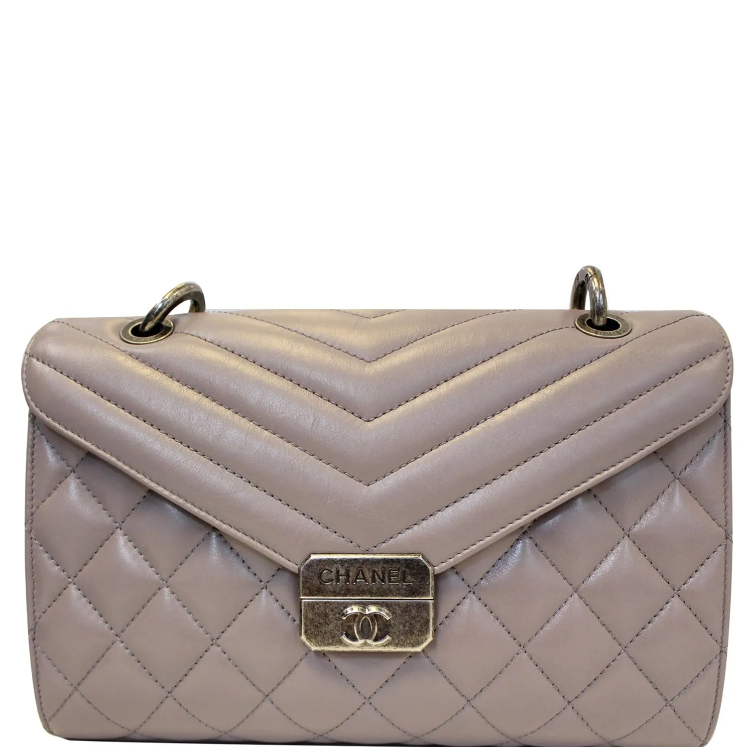 CHANEL Quilted Sheepskin Flap Bag with Handle Lilac