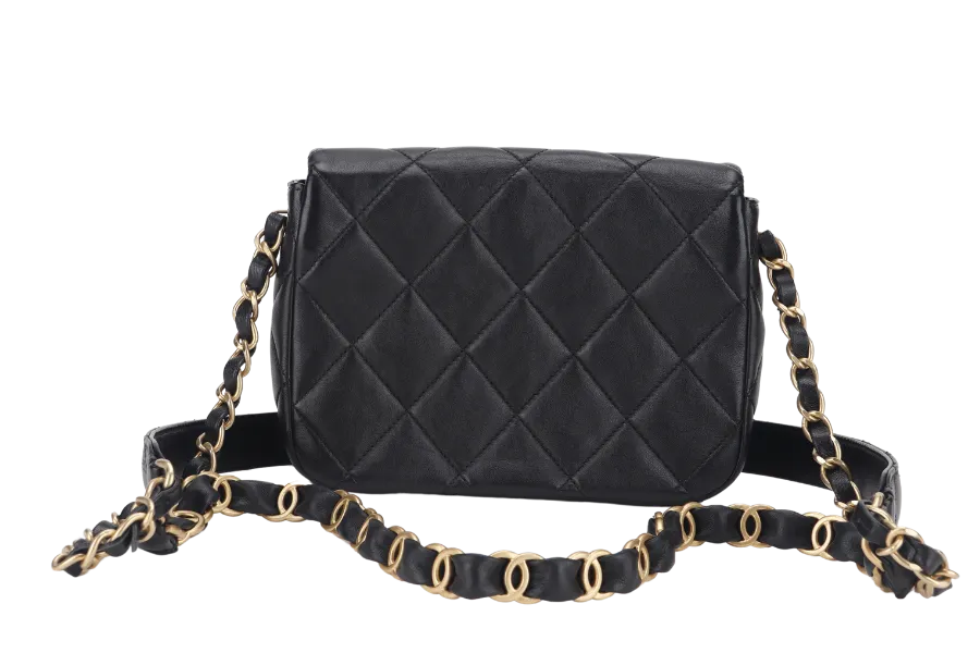 CHANEL SINGLE FLAP BAG 22CM BLACK LAMBSKIN GOLD HARDWARE (JC2Hxxxx) WITH DUST COVER AND BOX
