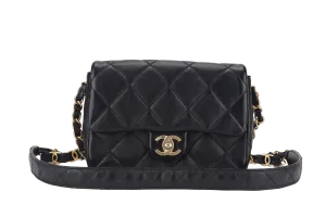 CHANEL SINGLE FLAP BAG 22CM BLACK LAMBSKIN GOLD HARDWARE (JC2Hxxxx) WITH DUST COVER AND BOX