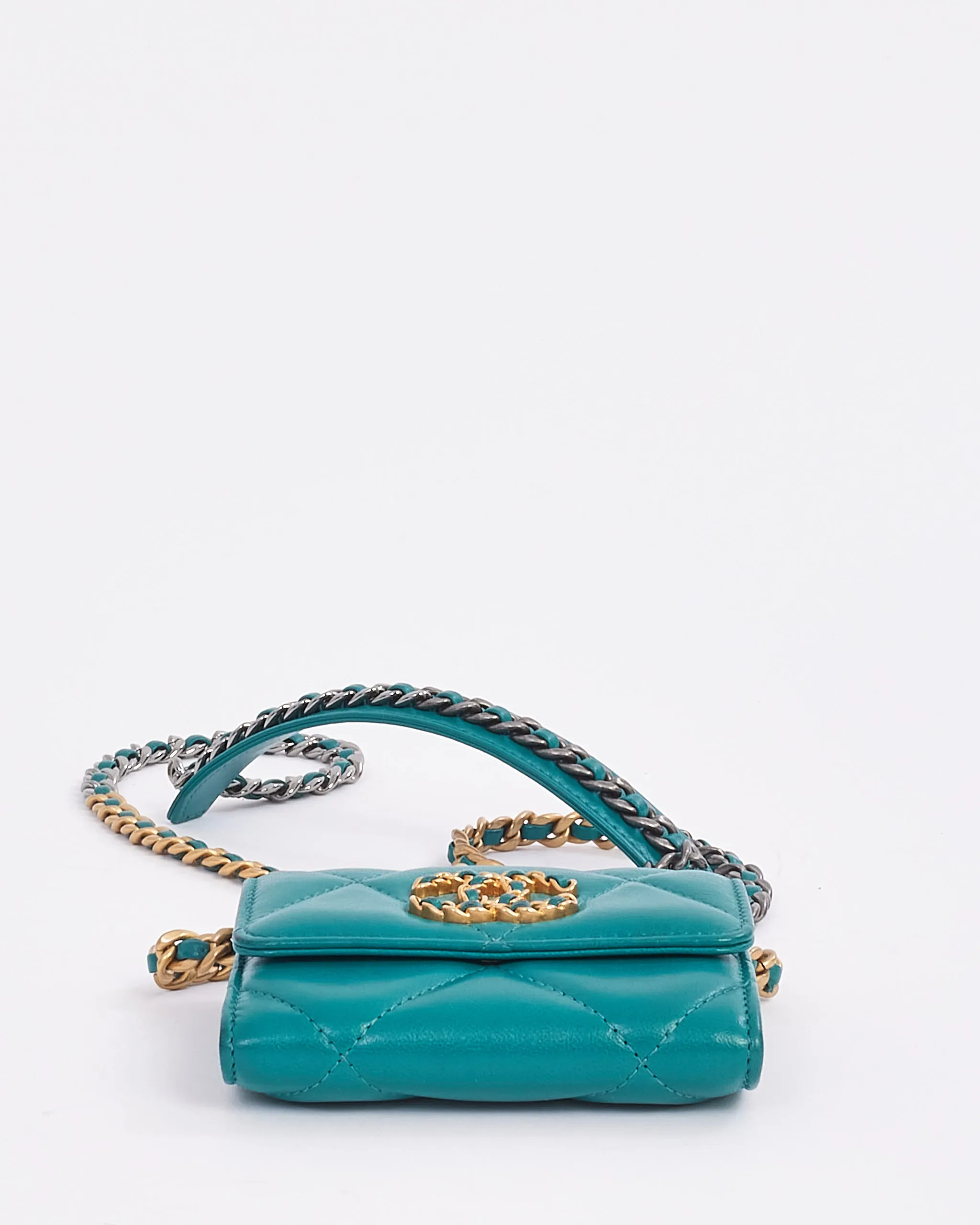 Chanel Turquoise Green 19 Coin Pouch on Chain