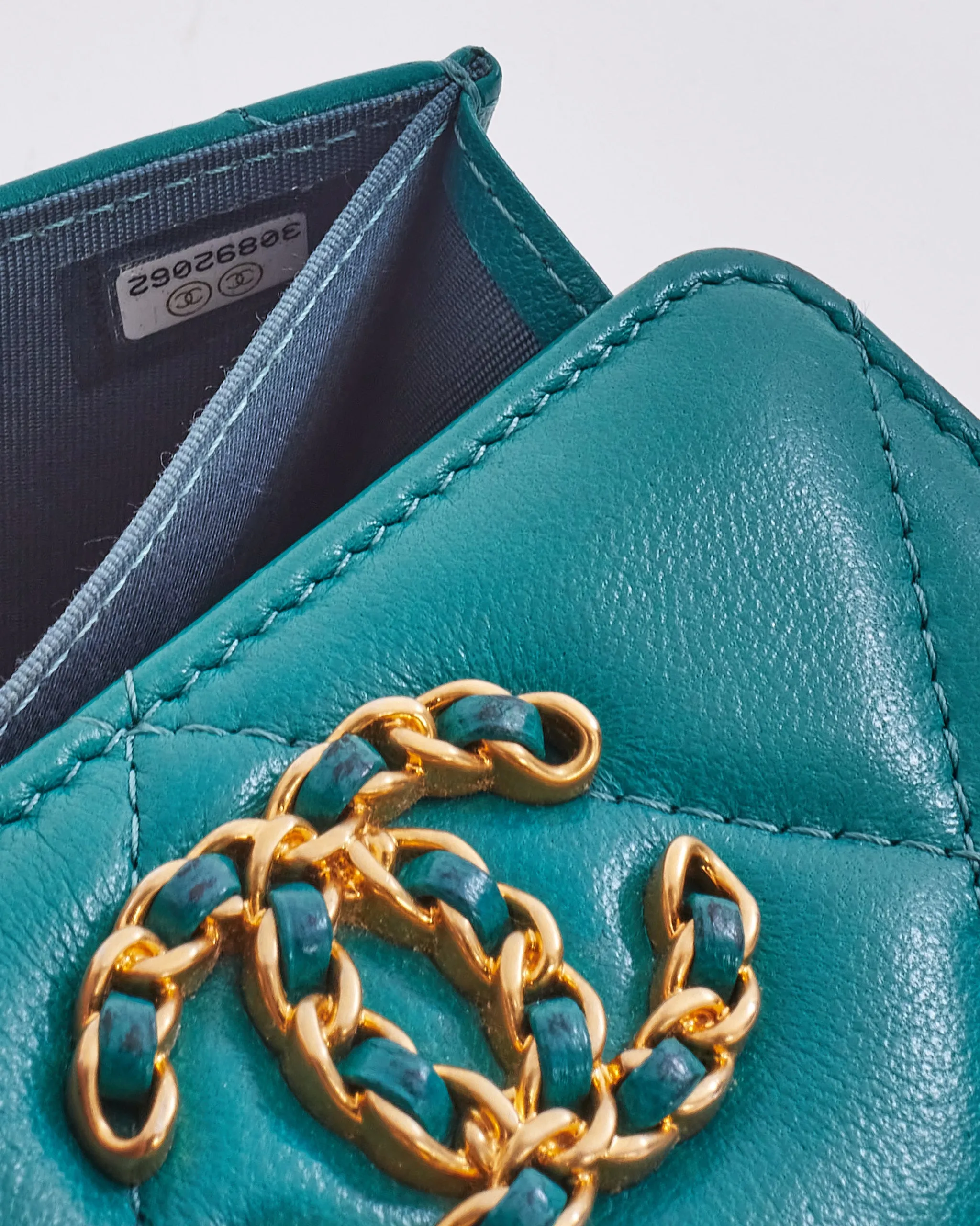 Chanel Turquoise Green 19 Coin Pouch on Chain
