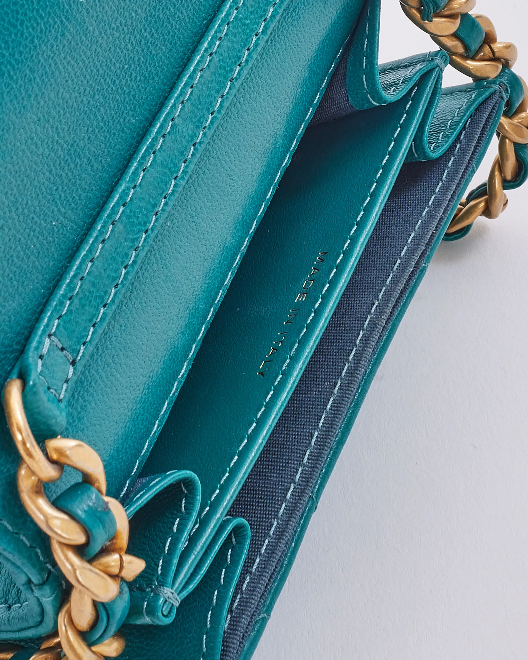 Chanel Turquoise Green 19 Coin Pouch on Chain