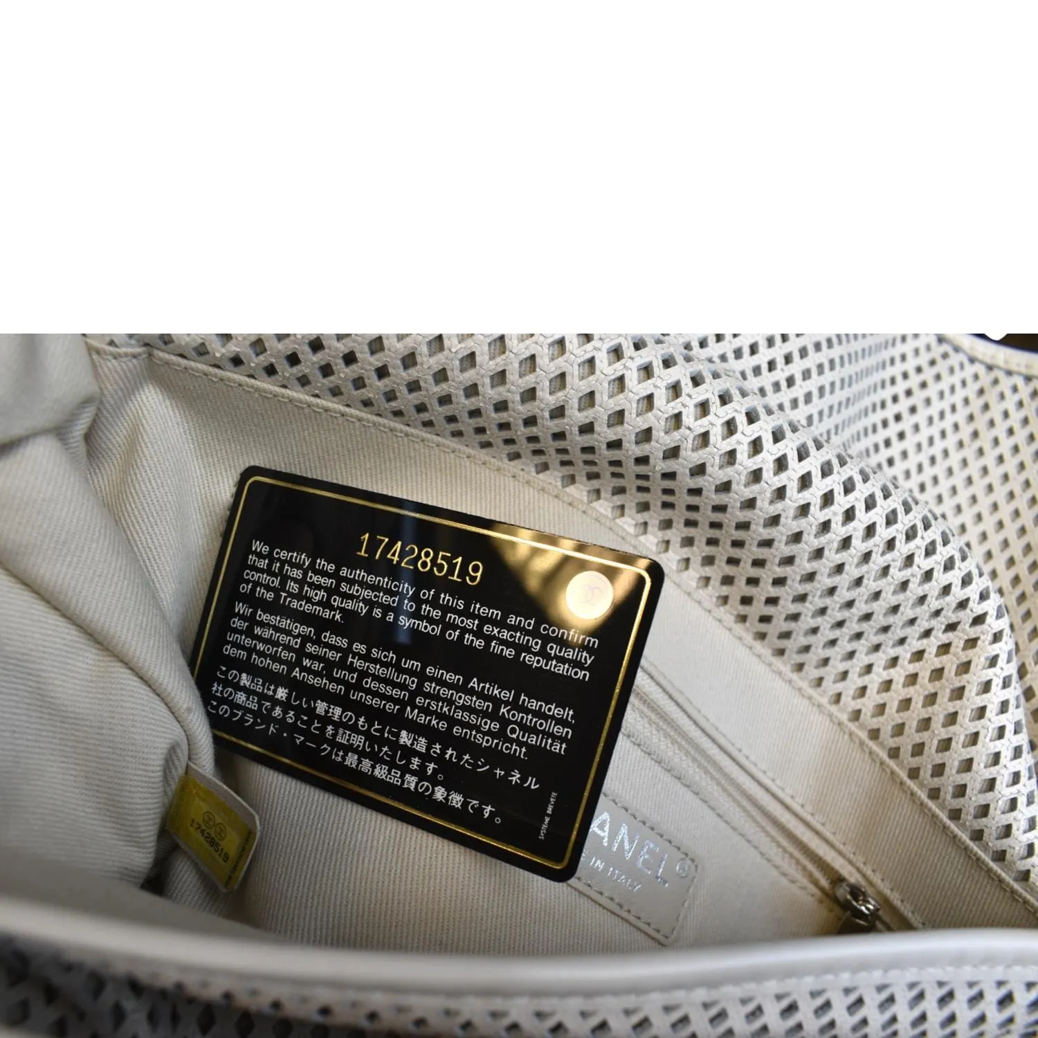 CHANEL Up in the Air Classic Flap Perforated Calfskin Shoulder Bag White