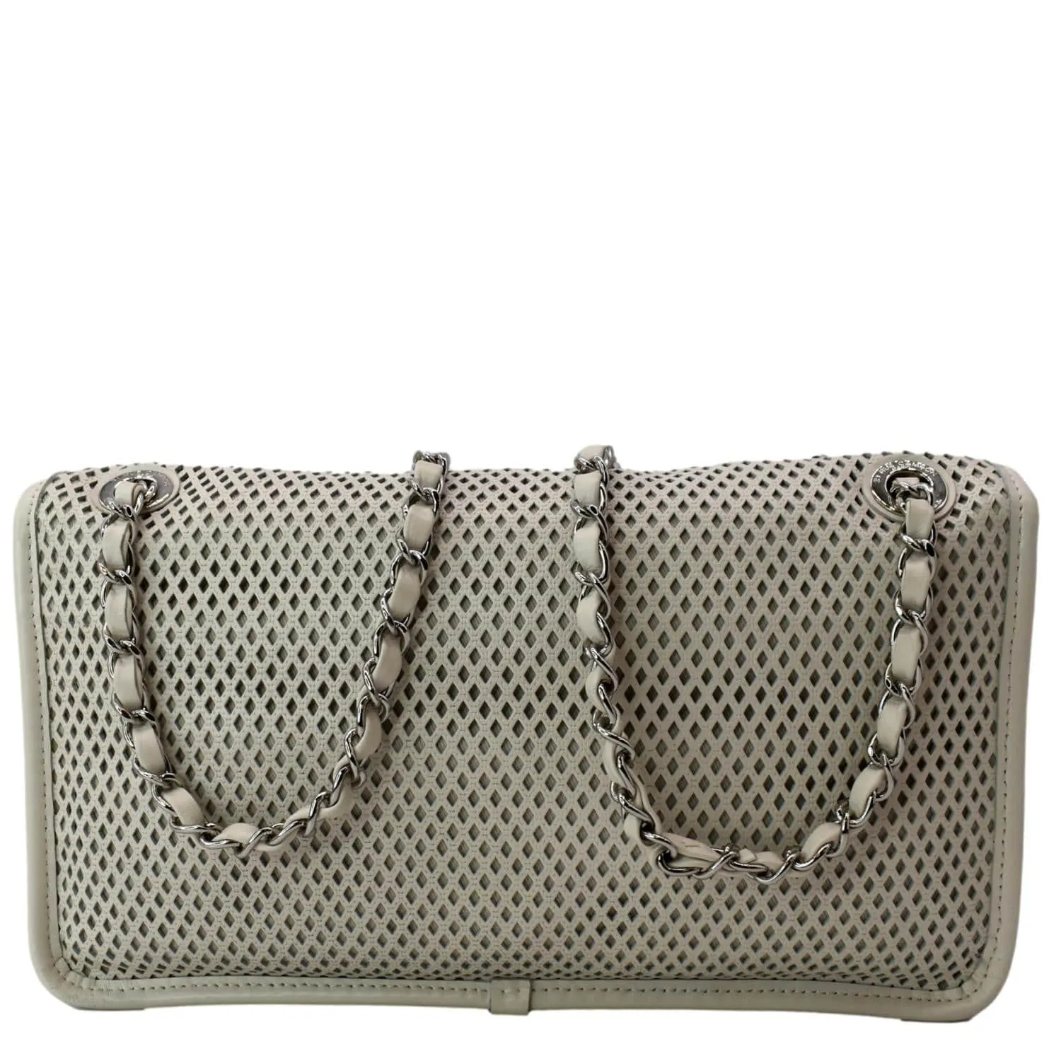 CHANEL Up in the Air Classic Flap Perforated Calfskin Shoulder Bag White