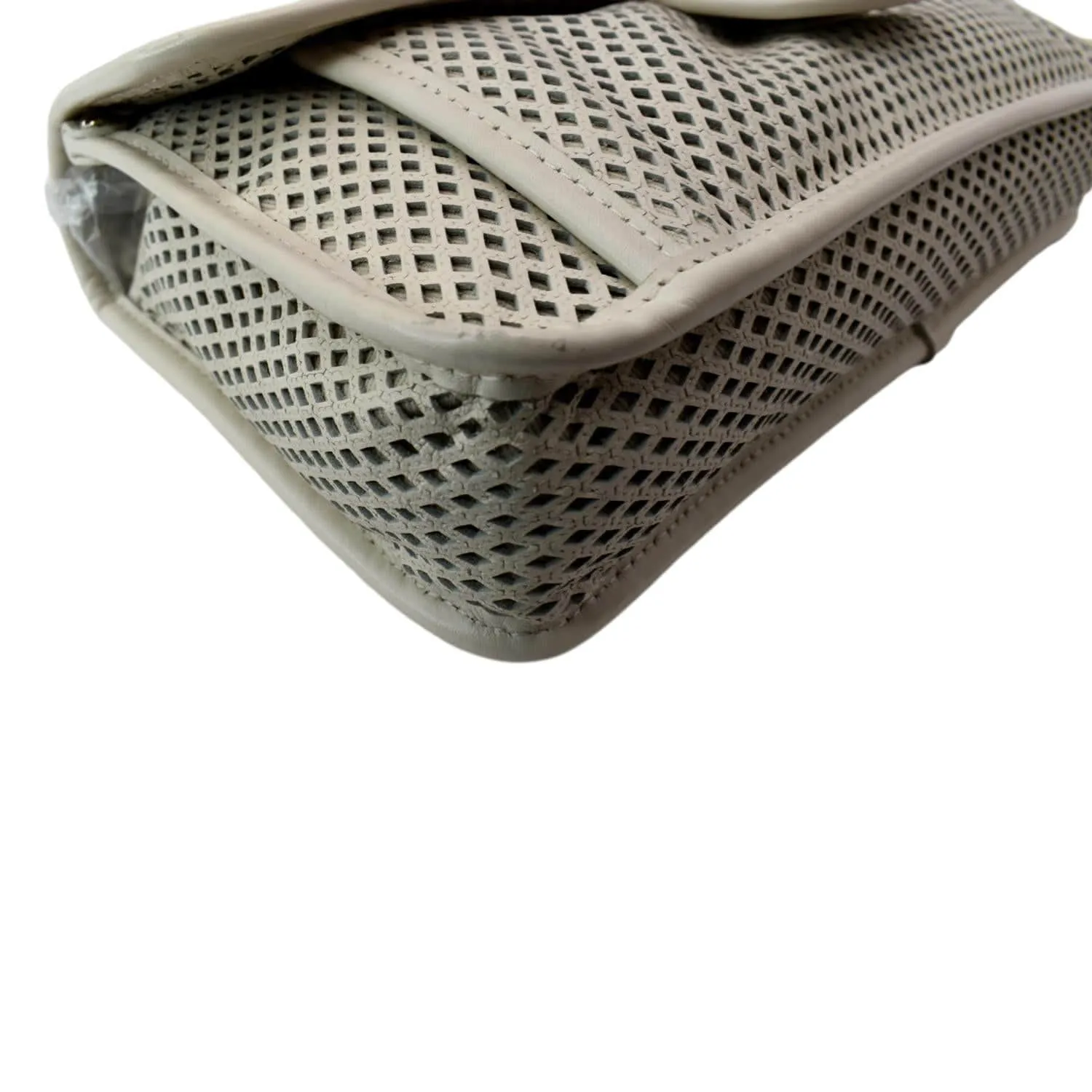 CHANEL Up in the Air Classic Flap Perforated Calfskin Shoulder Bag White