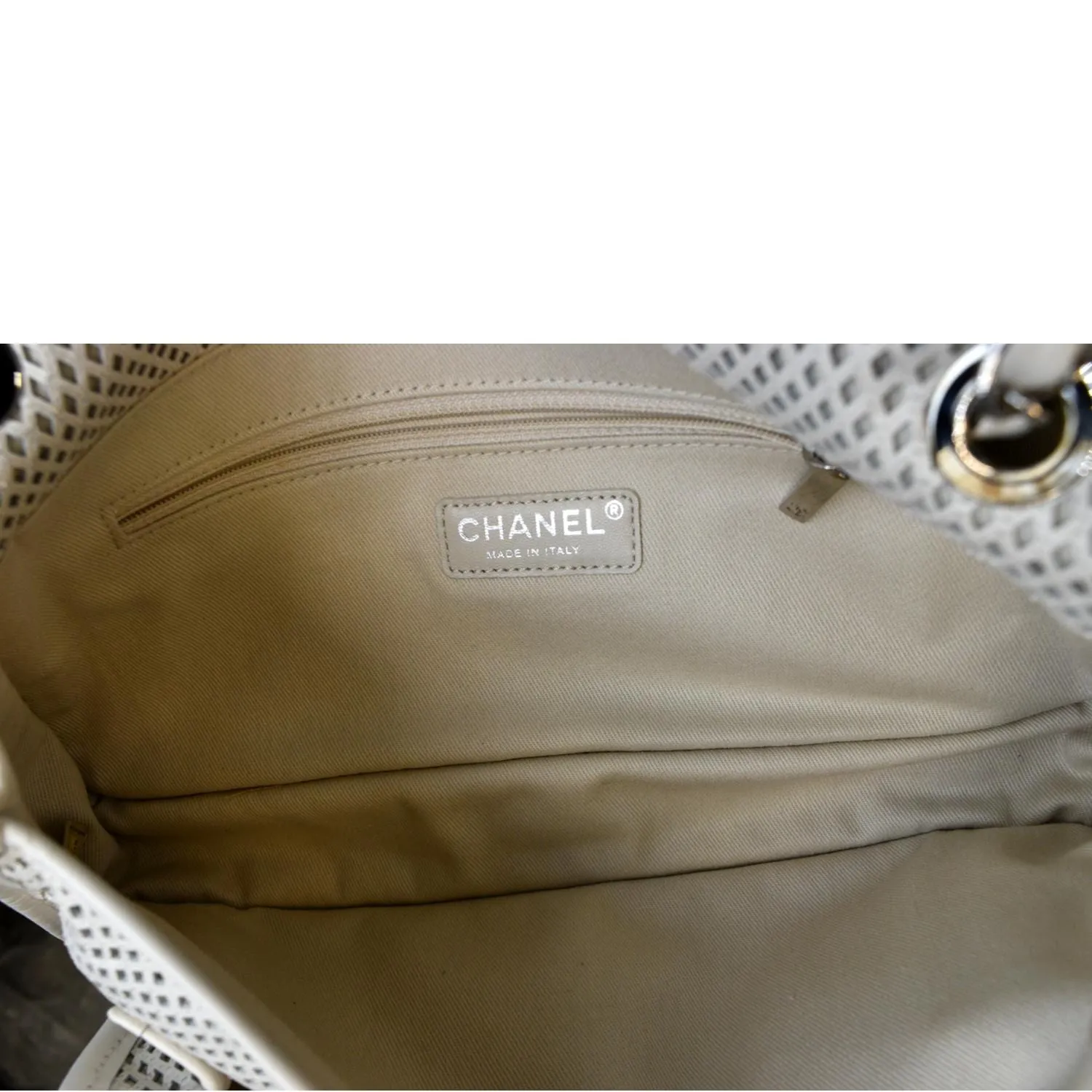 CHANEL Up in the Air Classic Flap Perforated Calfskin Shoulder Bag White
