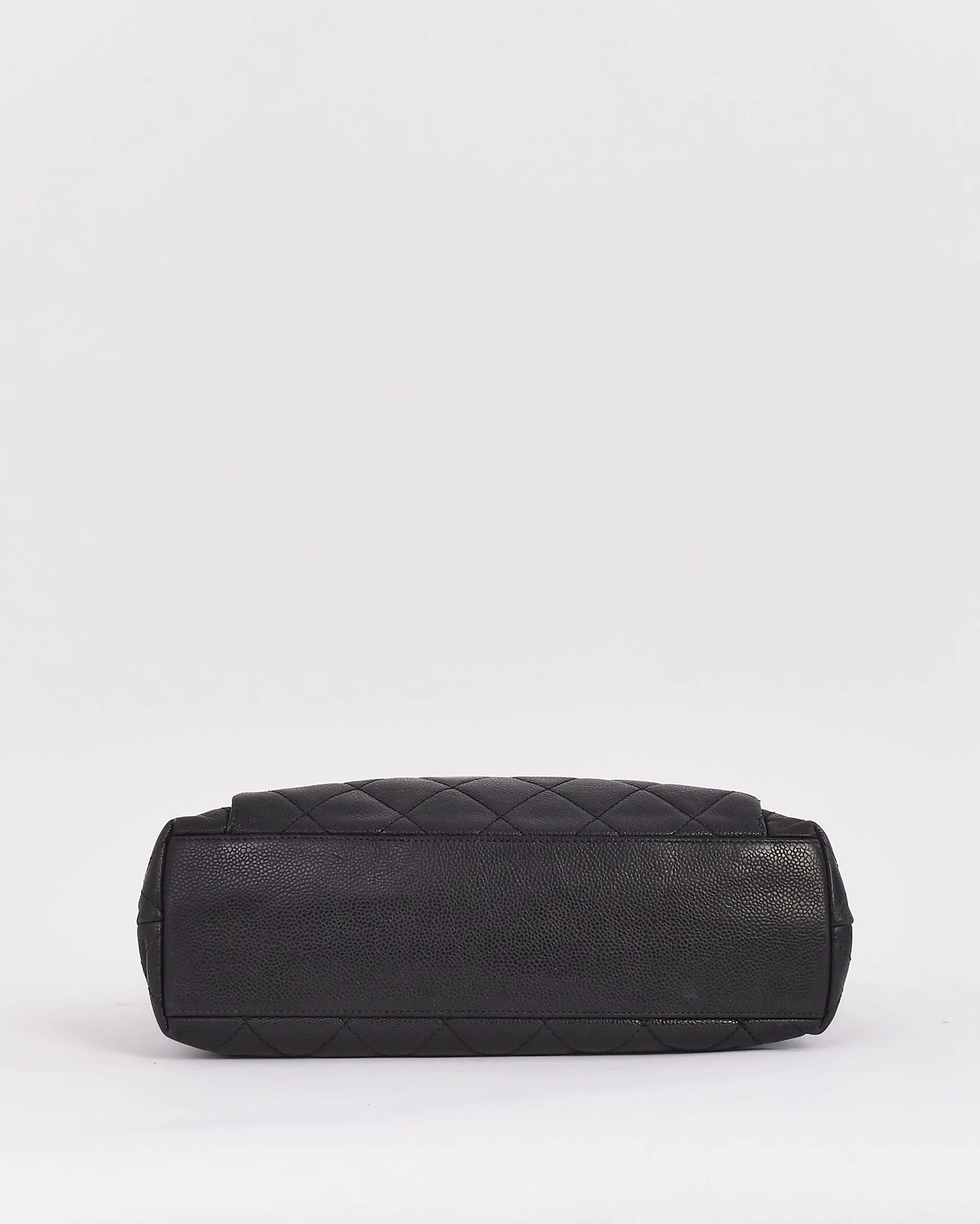 Chanel Vintage Black Caviar Leather Front Pocket Shoulder Bag