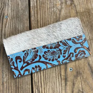 Checkbook Cover - Palomino w/ Patina Skulls