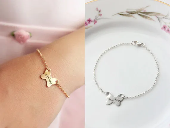 Children's Engraved Butterfly Bracelet