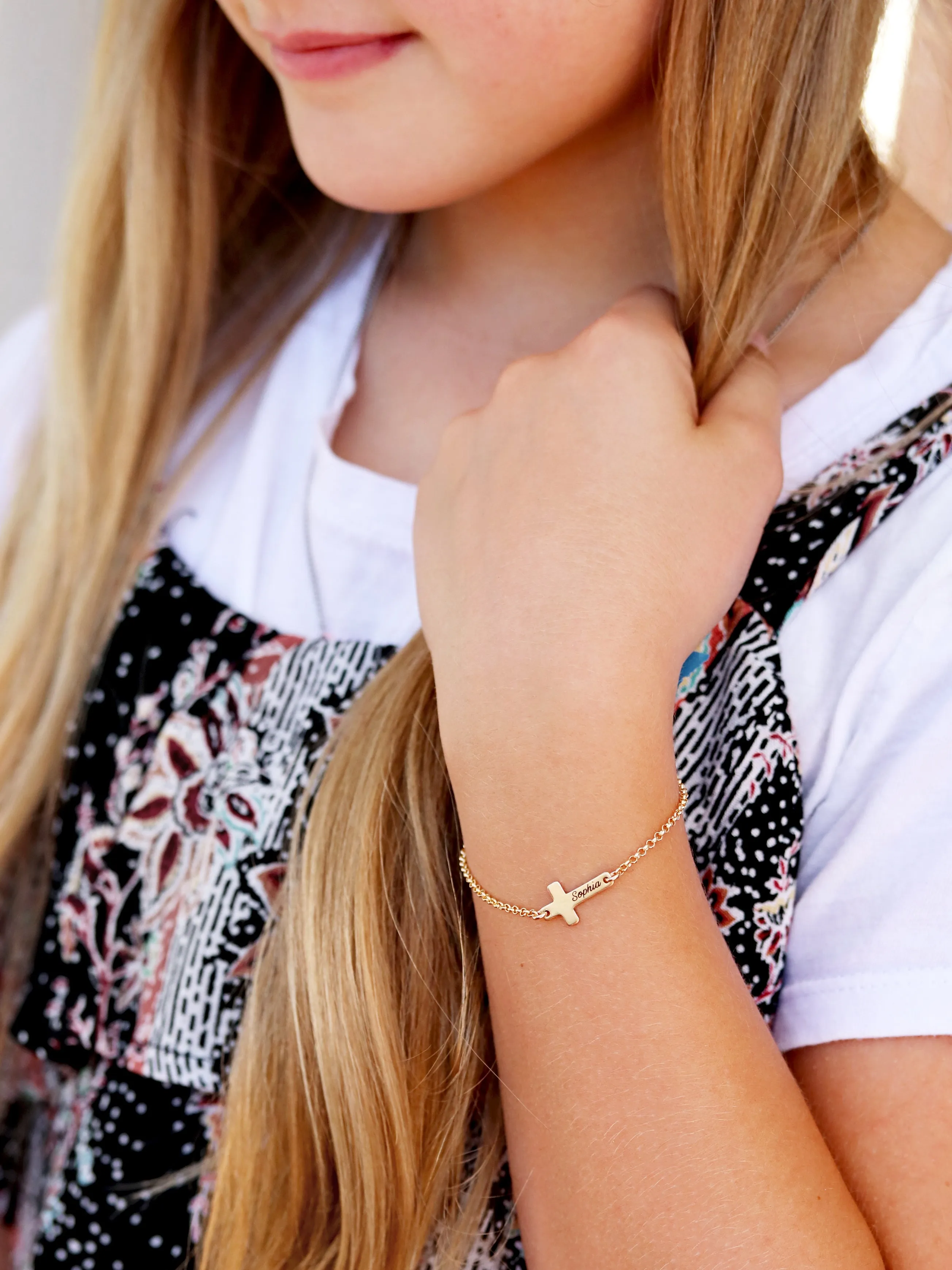 Children's Engraved Cross Bracelet