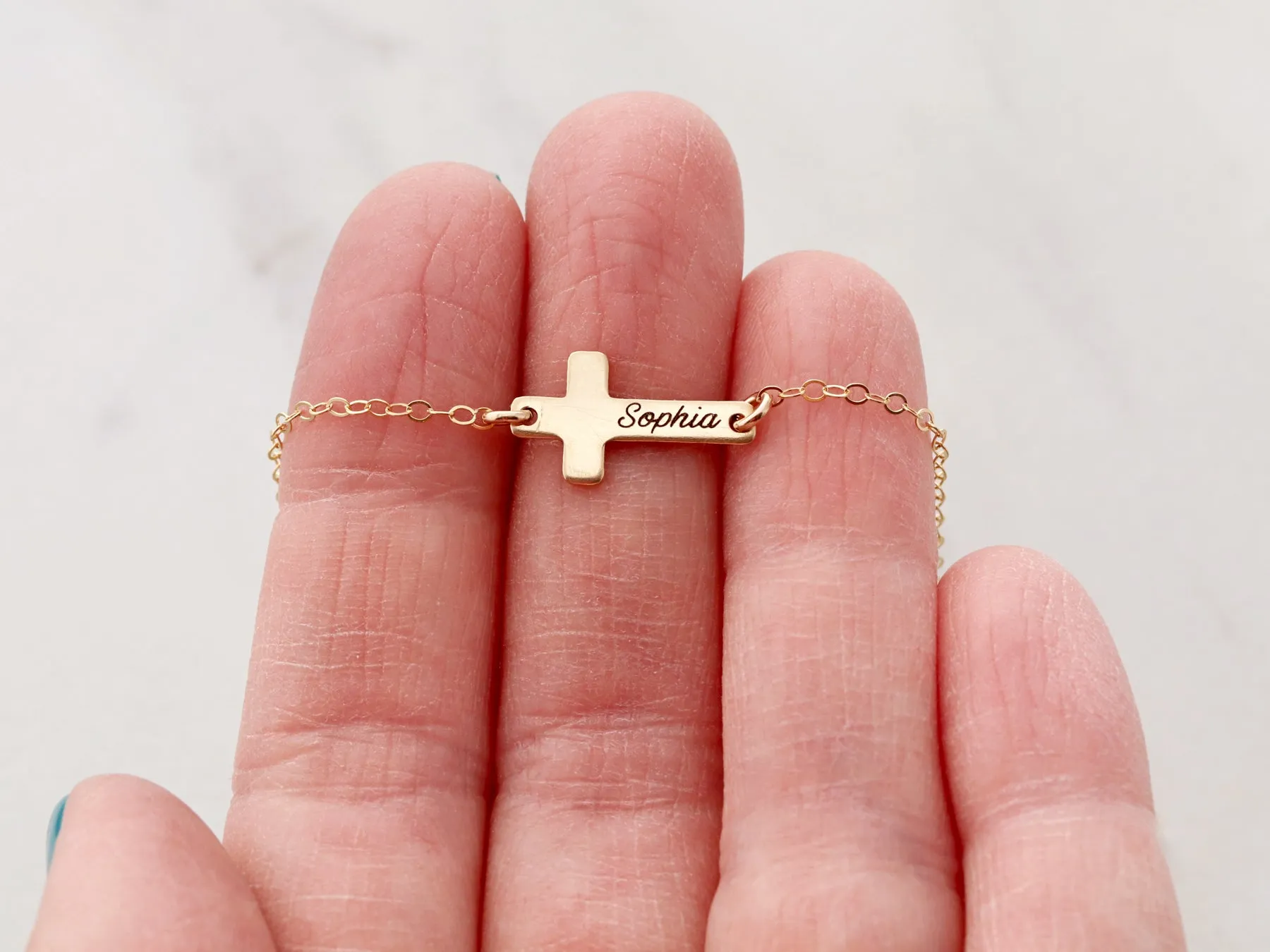 Children's Engraved Cross Bracelet