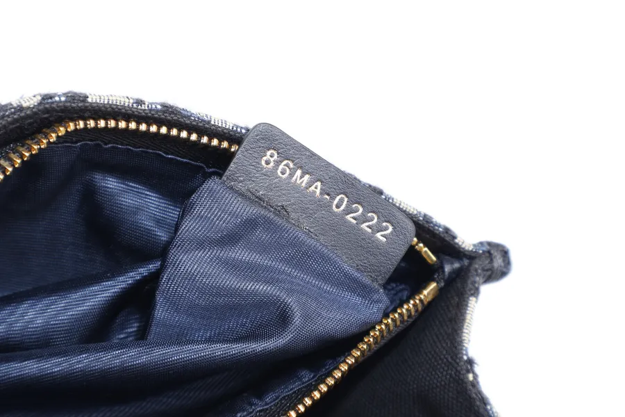 CHRISTIAN DIOR MONTAIGNE 2 IN 1/W.O.C BLUE NAVY OBLIQUE JACQUARD GOLD HARDWARE WITH CHAIN STRAPS, LEATHER STRAPS , DUST COVER AND BOX