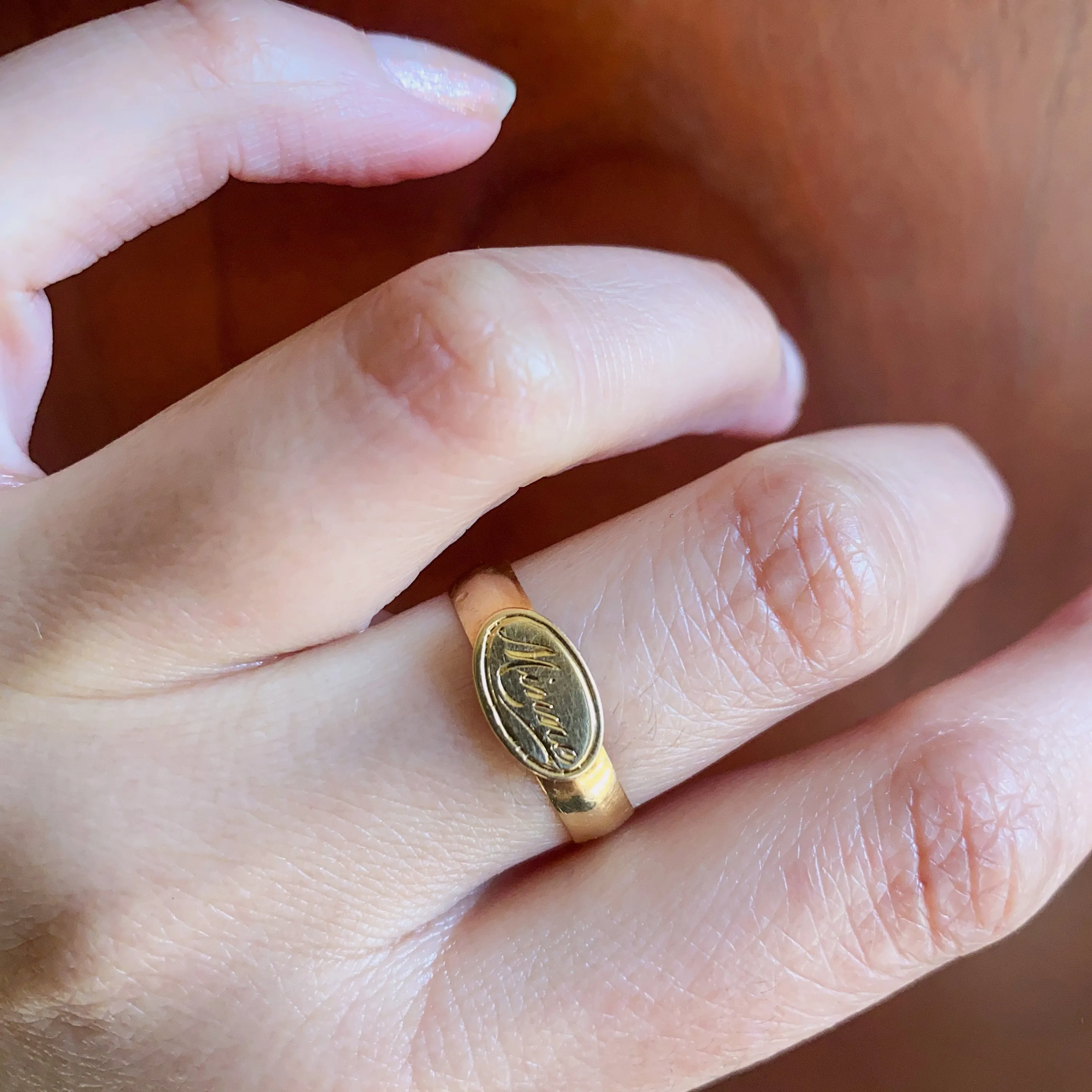 Circa 1901 18k Gold Swedish "Minne" Ring